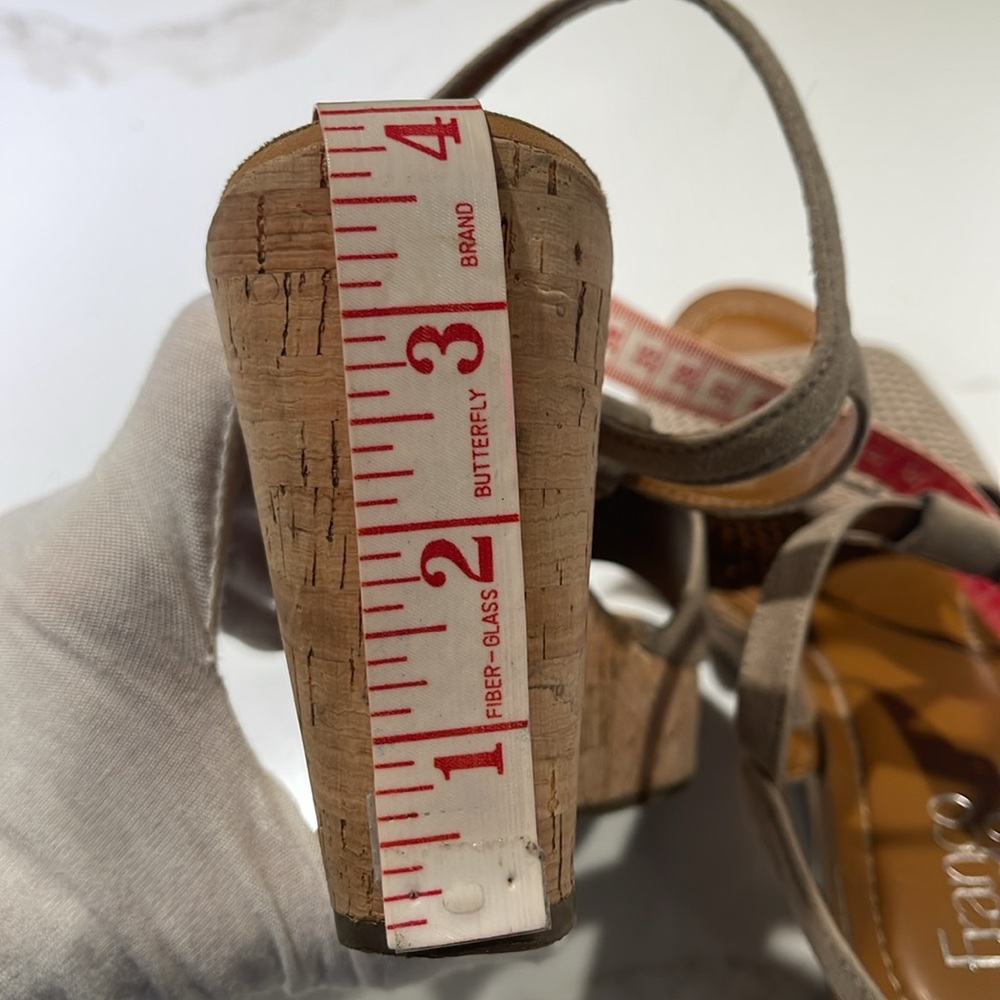 🥳🫆💐FRANCO SARTA 8.5 Clinton 
espadrille platform wedges, 4” Heel, Taupe - Picture 6 of 10